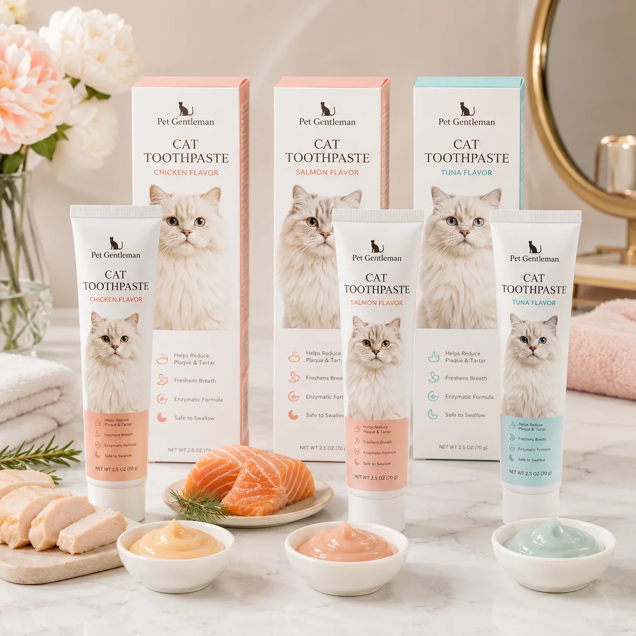 Cat edible toothpaste three flavor set