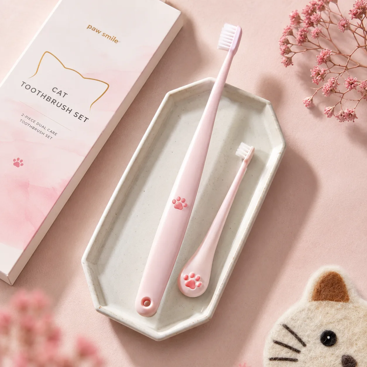 Cat Two-Pack Toothbrush Set